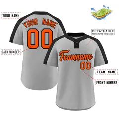 Gray Orange-Black Classic Two-Button Softball Jersey 2