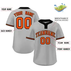 Gray Orange-Black Classic Two-Button Softball Jersey 2