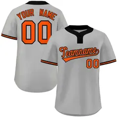 Gray Orange-Black Classic Two-Button Softball Jersey 1
