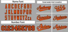 Gray Orange-Black Classic Two-Button Softball Jersey 3