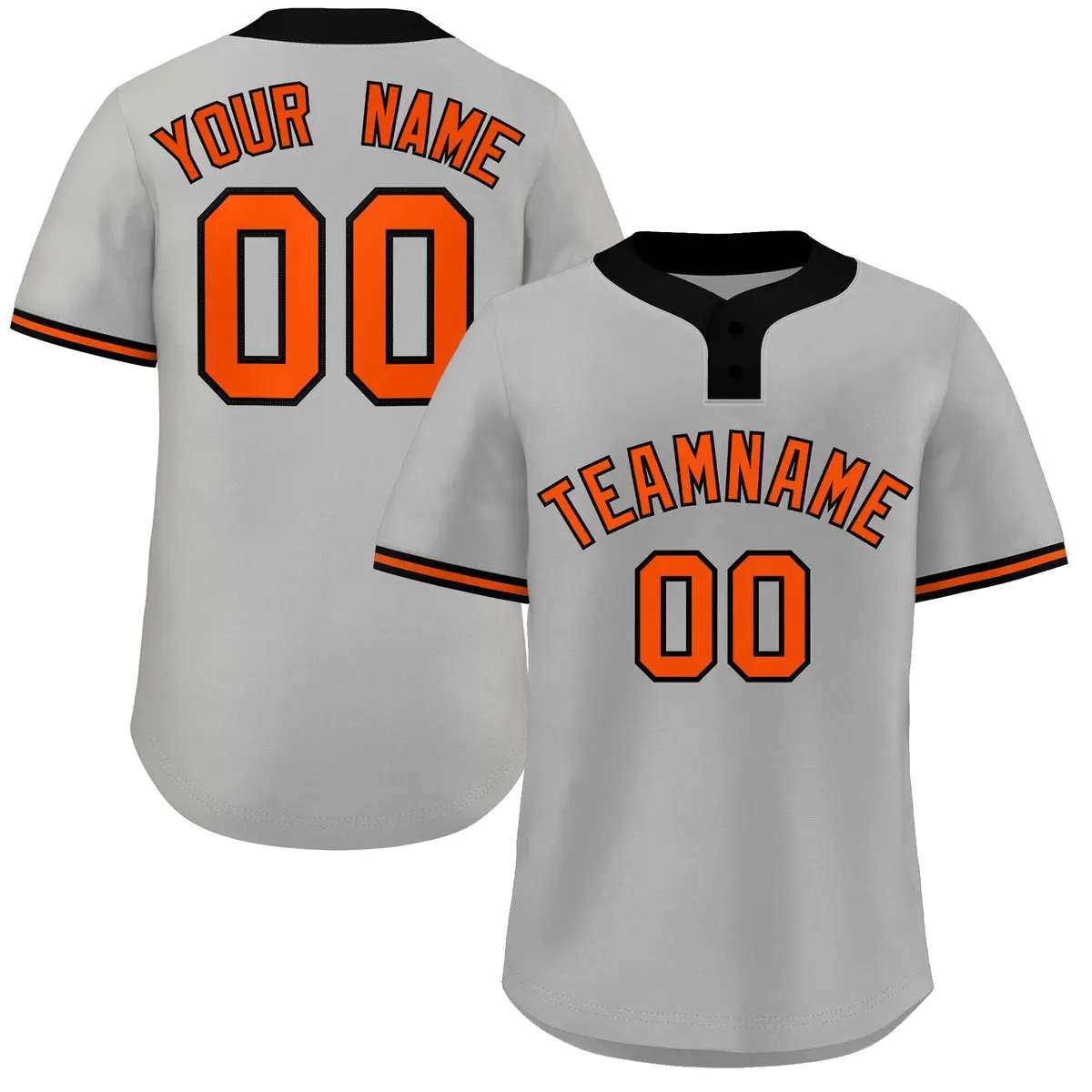 Gray Orange-Black Classic Two-Button Softball Jersey