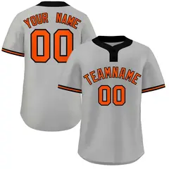 Gray Orange-Black Classic Two-Button Softball Jersey