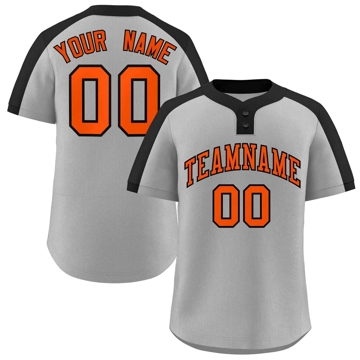 Gray Orange-Black Classic Two-Button Softball Jersey