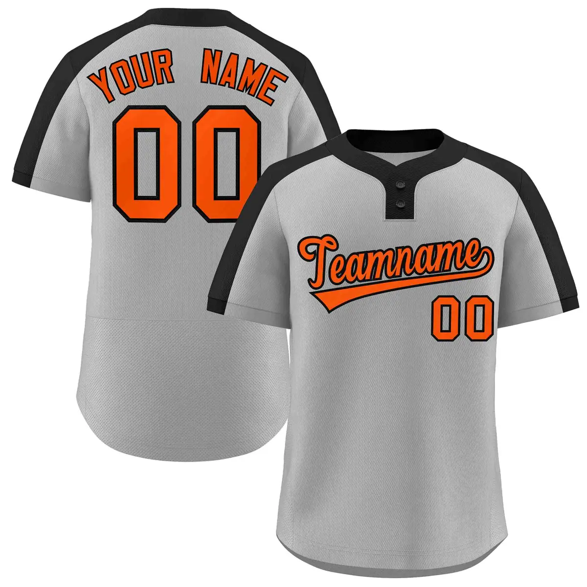 Gray Orange-Black Classic Two-Button Softball Jersey