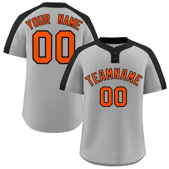 Gray Orange-Black Classic Two-Button Softball Jersey