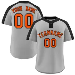Gray Orange-Black Classic Two-Button Softball Jersey 1
