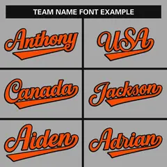 Gray Orange-Black Full Button Classic Baseball Jersey 3