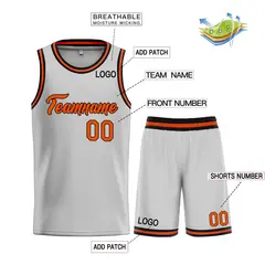 Gray Orange-Black Heal Classic Sets Basketball Jersey 3