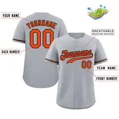 Gray Orange-Black Hook Classic Authentic Baseball Jersey 2