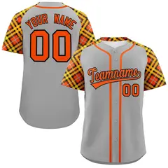 Gray Orange-Black Raglan Sleeves Authentic Baseball Jersey 1