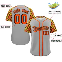 Gray Orange-Black Raglan Sleeves Authentic Baseball Jersey 2