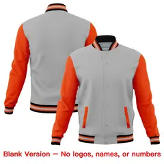Gray Orange Black Raglan Sleeves Cotton Letterman Jacket 6