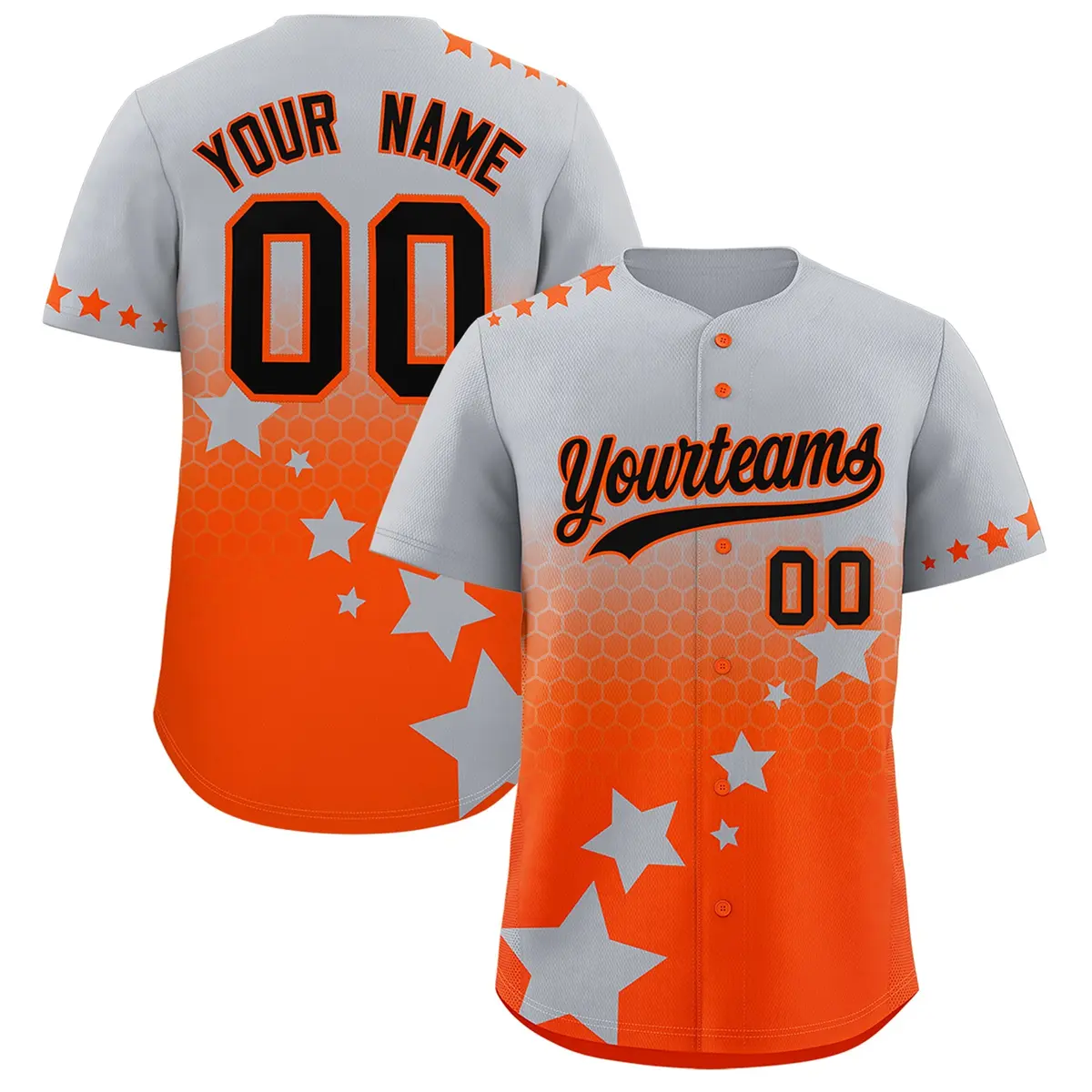 Gray Orange Black Rising Stars Gradient Baseball Jersey