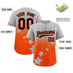 Gray Orange Black Rising Stars Gradient Baseball Jersey 2