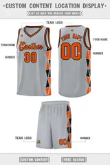 Gray Orange Black Side Triangle Splicing Basketball Jersey 2