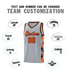 Gray Orange Black Side Triangle Splicing Basketball Jersey 3