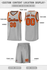 Gray Orange-Black Sleeve Color Block Basketball Jersey 2