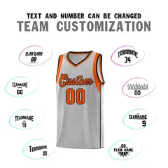 Gray Orange-Black Sleeve Color Block Basketball Jersey 4