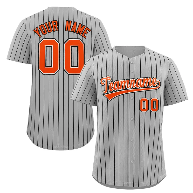 Gray Orange-Black Stripe Authentic Fashion Baseball Jersey