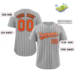 Gray Orange-Black Stripe Authentic Fashion Baseball Jersey 2