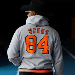 Gray Orange-Black Varsity Full-Snap Letterman Jacket Hoodie 3