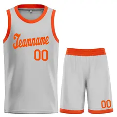 Gray Orange Classic Basketball Uniform Jersey