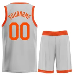 Gray Orange Classic Basketball Uniform Jersey 2