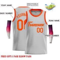 Gray Orange Classic Casual Basketball Jersey 2