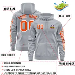 Gray Orange Classic Full-Zip Varsity Letterman Jacket Hoodie 4