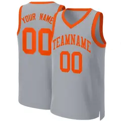 Gray Orange Classic Team Basketball Jersey 1