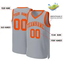 Gray Orange Classic Team Basketball Jersey 2