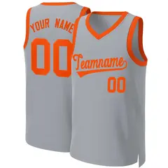 Gray Orange Classic Team Basketball Jersey 1