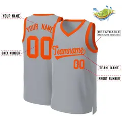 Gray Orange Classic Team Basketball Jersey 2