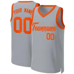 Gray Orange Classic Team Basketball Jersey 1