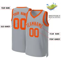 Gray Orange Classic Team Basketball Jersey 2
