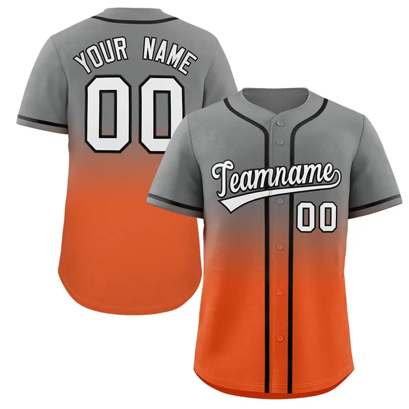 Gray Orange Gradient Fashion Baseball Jersey