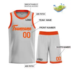 Gray Orange Heal Classic Sets Basketball Jersey 3