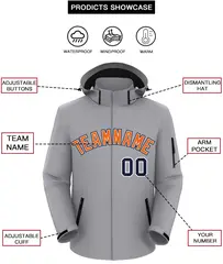 Gray Orange-Navy Classic Style Waterproof Jacket 2