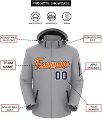 Gray Orange-Navy Classic Style Waterproof Jacket 2