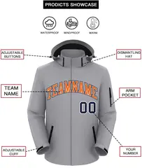Gray Orange-Navy Classic Style Waterproof Jacket 2