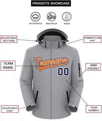 Gray Orange-Navy Classic Style Waterproof Jacket 2