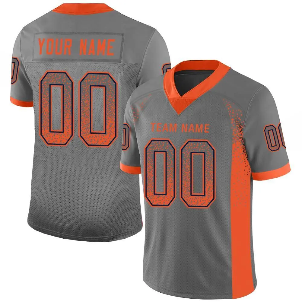 Gray Orange-Navy Drift Mesh Football Jersey