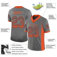 Gray Orange-Navy Drift Mesh Football Jersey 2