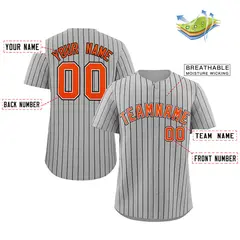 Gray Orange-Navy Stripe Fashion Baseball Jersey 2
