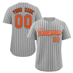Gray Orange-Navy Stripe Fashion Baseball Jersey
