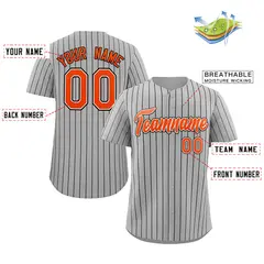 Gray Orange-Navy Stripe Fashion Baseball Jersey 2
