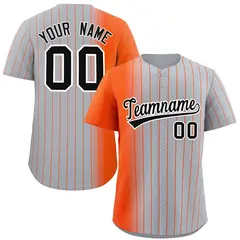 Gray Orange Pinstripe Gradient Baseball Jersey