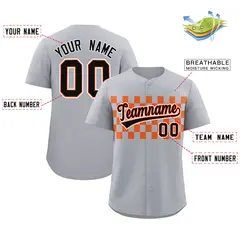 Gray Orange Plaid Fashion Authentic Baseball Jersey 2