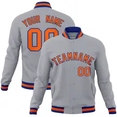 Gray Orange-Royal Classic Varsity Full-Snap Letterman Jacket