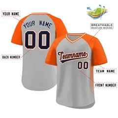 Gray Orange Side Spot Raglan Pullover Baseball Jersey 2